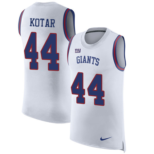 Nike Giants #44 Doug Kotar White Men's Stitched NFL Limited Rush Tank Top Jersey